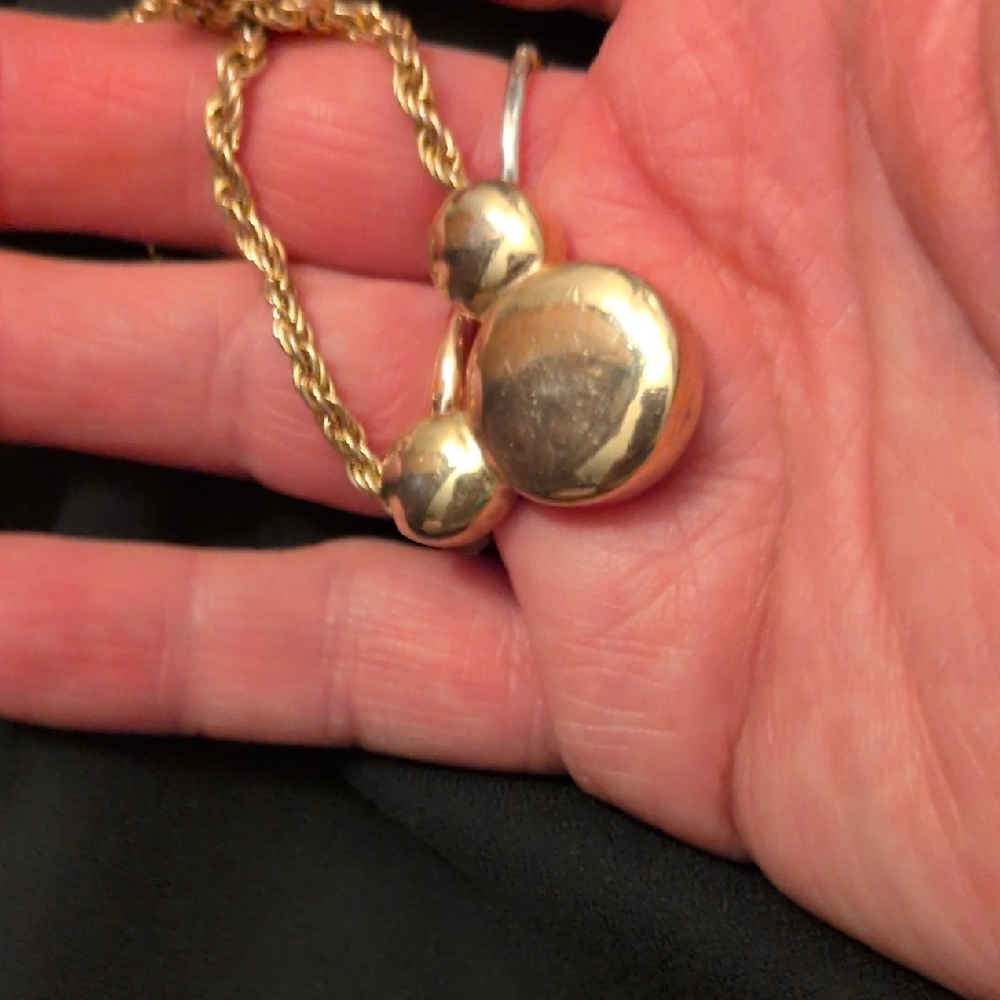 Disney Gold Plated Mickey Mouse Solid Bubble Pend… - image 4
